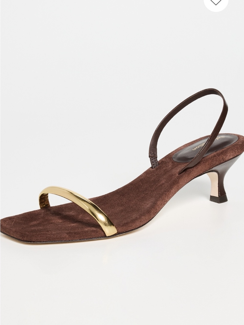 Reformation Brown Suede Slingback Sandal with Gold Toe Strap